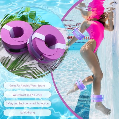 Foam Swim Aquatic Cuffs - 2 Pcs Water Aerobics Fitness Set - Purple