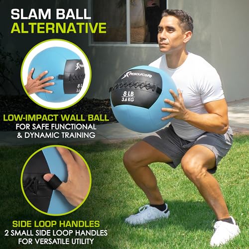 Aqua 8 lb ProSource Soft Medicine Ball - Wall Ball for CrossFit & Full-Body Training