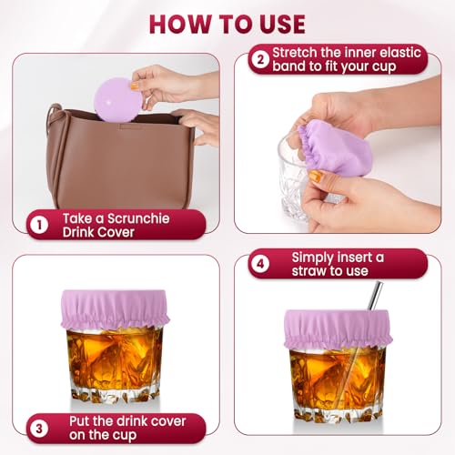 Reusable Scrunchie Drink Covers - 12 Vibrant Colors