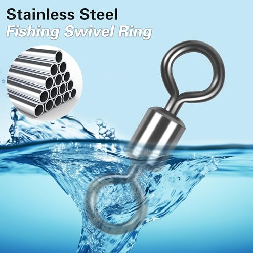 80pcs Heavy Duty Stainless Steel Black Nickel Fishing Swivels 30-1322lb - Saltwater & Freshwater