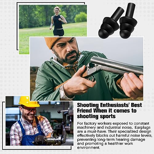 TrelaCo 200 Pairs Silicone Ear Plugs Soft Reusable Waterproof Ear Plugs for Sleeping Noise Swimming Hearing Protection Earplugs Shooting Construction Hunting Music Concerts (Black)