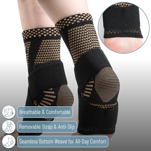 Adjustable Ankle Brace for Achilles Tendonitis - Copper & Black, X-Large