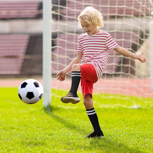 Kids Football Socks - 4 Pairs in Black, White, Blue, Red