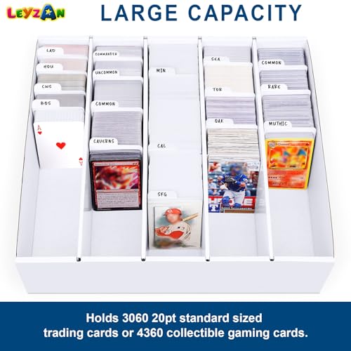 5-Row Trading Card Storage Box with Dividers - Holds 3060 Cards