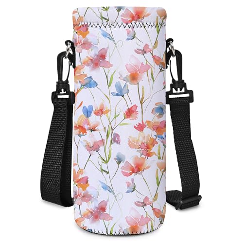 Insulated Neoprene Water Bottle Carrier Bag with Shoulder Strap - 1000ml