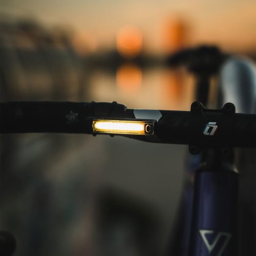 Knog Plus Front Bike Light - COB LED Bicycle Light - Bike Headlight Mounts on Handlebars, Front Forks, Helmet or Clips on Clothing - USB Rechargeable, Waterproof, Ultralight Cycling Safety Light,Black