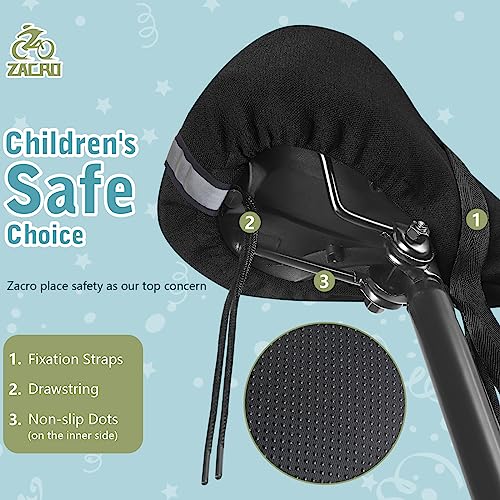 Kids Bike Seat Cushion Cover - Black, Anti-Slip & Breathable Foam