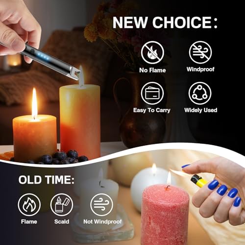 2-Pack Electric Candle Lighter, USB Rechargeable Plasma Arc Lighter - Black