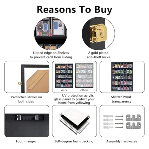 Lockable Baseball Card Display Case - Wall Mount, UV Protection