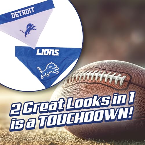 NFL Dog Bandana - Detroit Lions Reversible Pet Bandana, Small/Medium