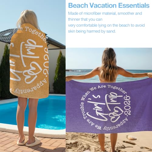 2025 Girl Trip Microfiber Beach Towels 2 Pack - Summer Vacation Gift Set