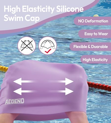 Durable Silicone Swim Cap for Long Hair - Purple - 1 Pack