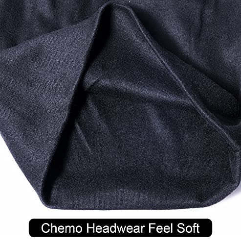 Senker Fashion Large Grey & Navy Cotton Slouchy Beanie Hat for Men & Women