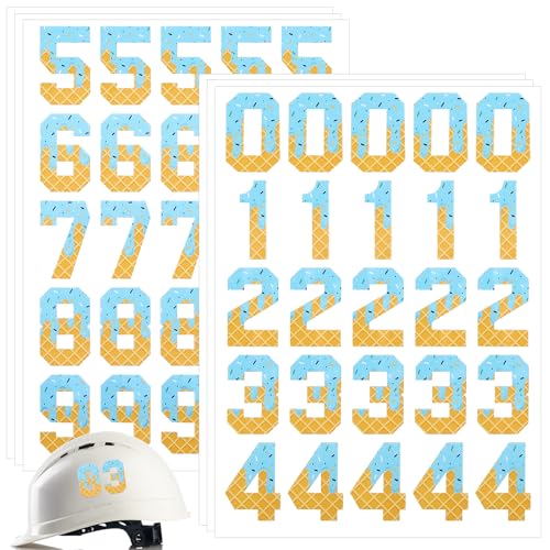 Blue Sports Helmet Number Stickers - 150 Self-Adhesive Ice Cream Drip