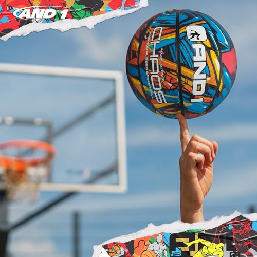 Official Size 7 Basketball - AND1 Chaos Rubber Ball for Indoor & Outdoor Play