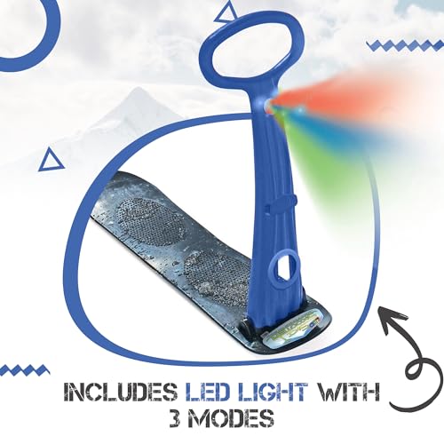 Foldable Snow Scooter with LED Light - Blue Ski Skooter for Kids