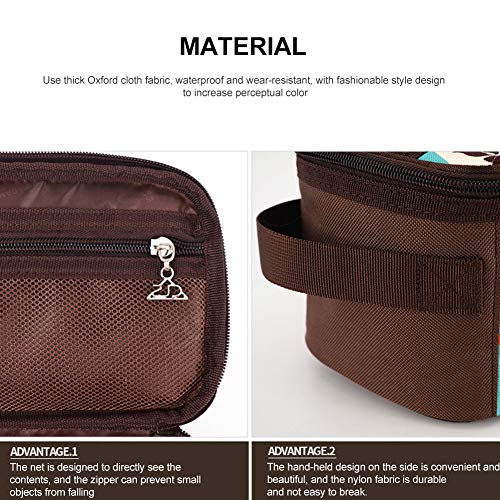 Camping Travel Cooking Utensils Organizer Bag with Net Pockets - Brown 13x5.1x4.9in Oxford Cloth Nylon