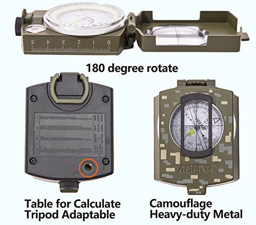 Military Compass - AF-4580 Lensatic Sighting, Waterproof, Camouflage