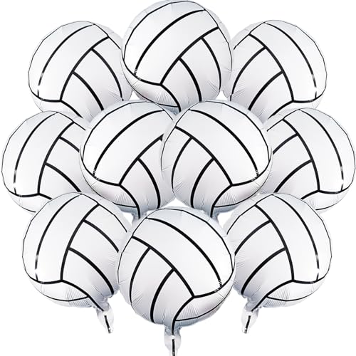 20 Inch Volleyball Pattern Foil Balloons - Set of 10