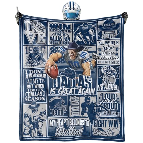 Football Blanket - Cozy Flannel Throw for Fans - 60"x50" - Dark Blue
