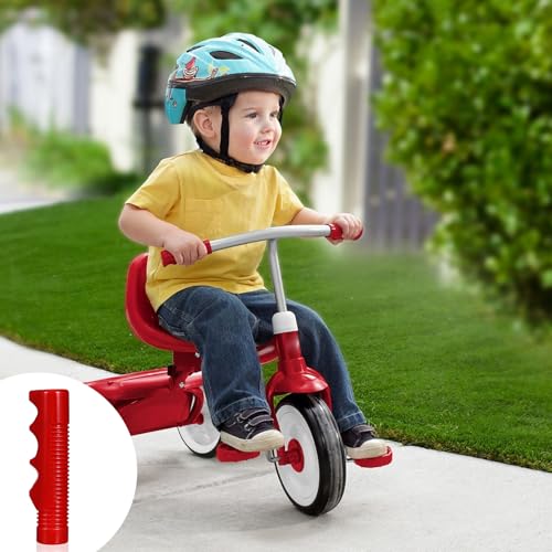 Red Kids Bicycle Handlebar Grips - 3/4 Inch Non-Slip Design