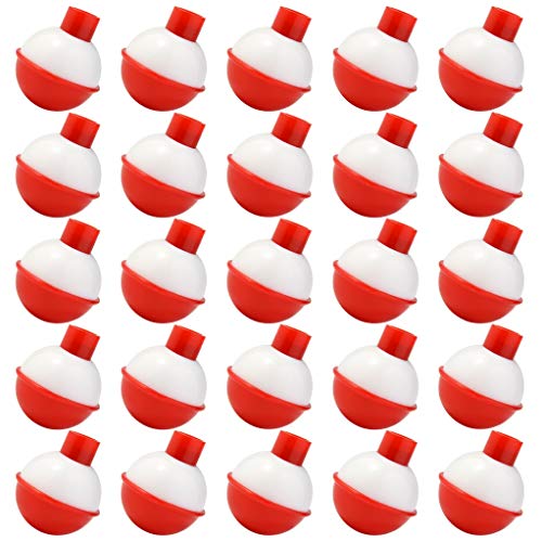 Round Fishing Bobbers Set - 20 PCS 1 Inch Red & White Floats
