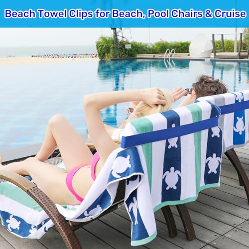 Towel Bands - 4 Pack, Stretchable Beach & Cruise Accessories - Blue
