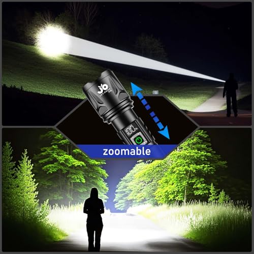 JAY-PARK 100000 Lumen Rechargeable LED Flashlight Black, 5000mAh Battery, Waterproof