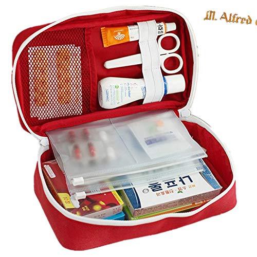 First Aid Bag - Mini Empty Medical Storage Pouch for Camping & Travel - Red