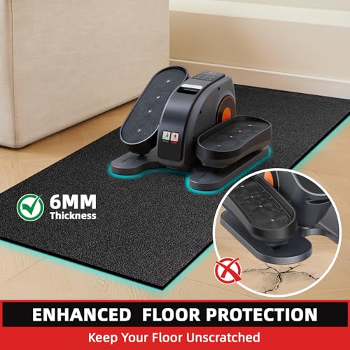 GymCope 48x24x6mm Treadmill Mat for Hardwood Floors (Black) – 7x3/6x3/6x2.5/4x2 Compatible