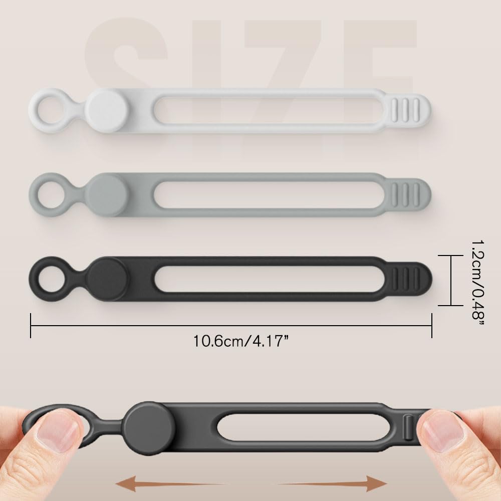 Silicone Cable Ties, Magnetic Data Cable Organizers Reusable Cable Ties Wire Organizer Adjustable Fastening Cable Straps Magnetic Silicone Cable Straps Cord Organizer for Bundling Earphone (6 Pcs)