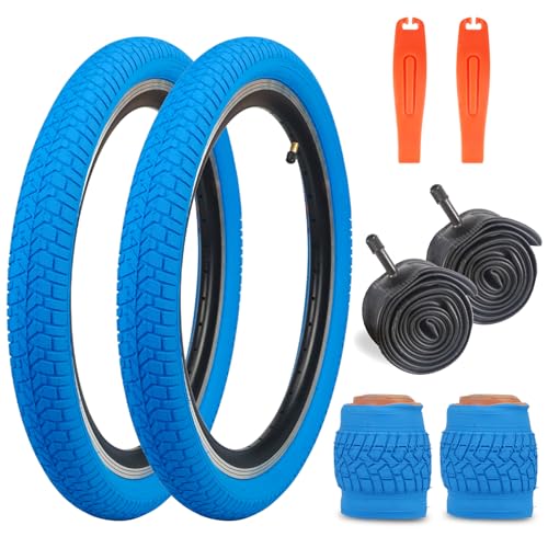 WEEROCK 20 Inch Bicycle Tires & Inner Tubes Blue 2 Pack for MTB BMX