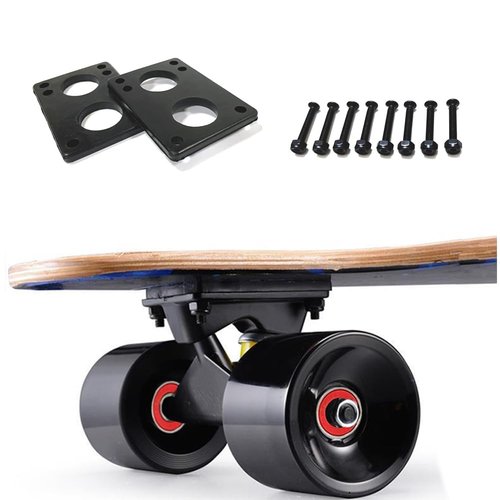 LOOEEL 70mm Longboard Wheels 80A Contains ABEC-9 Bearings and Spacers,Skateboard Riser Pads,Skateboard Hardware Screws Bolts,fit for Your Longboard Skateboards.-Black