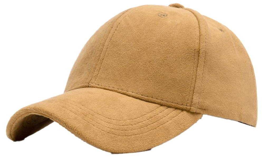 Women Men Vintage Faux Suede Baseball Cap Classic Suede Leather Adjustable Plain Hat Fall Winter Beige