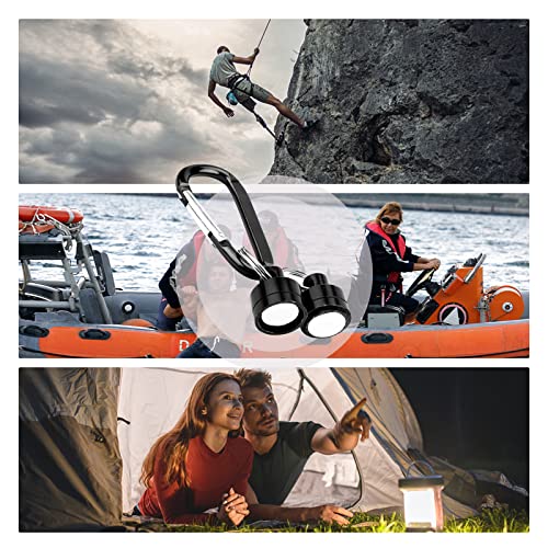 Magnetic Quick Release Keychain with 2 Aluminum D Ring Carabiners - Black