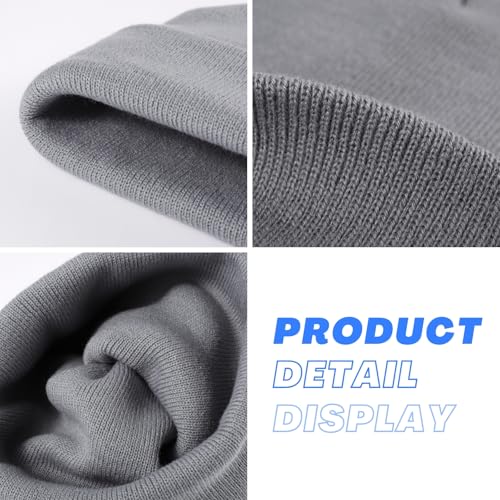 Warm Windproof Black Cuffed Beanie - Thick Knitted Skull Cap