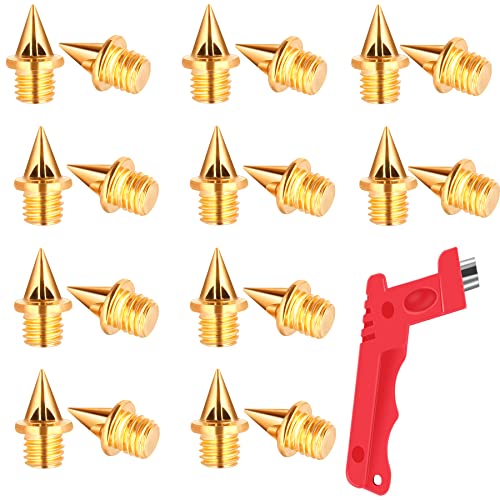 Track & Cross Country Spikes - 1/4 Inch, 20 Pcs with Wrench - Gold