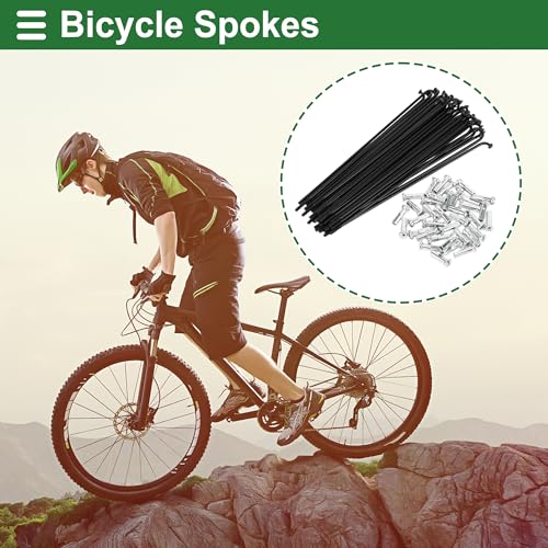 Bicycle Spokes Set - 14G Carbon Steel, 138mm Length, Black