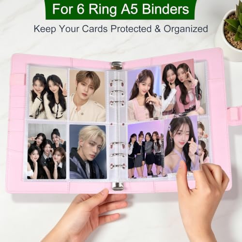 A5 6 Ring 4 Pocket Page Protectors - 40 Pack Photocard Sleeves
