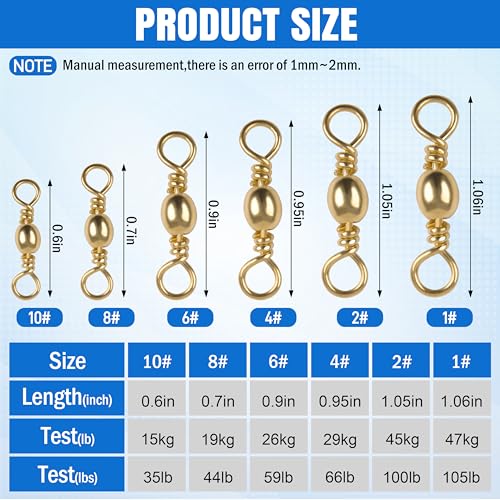 Fishing Swivels Connector - 60pcs Golden Barrel Swivels
