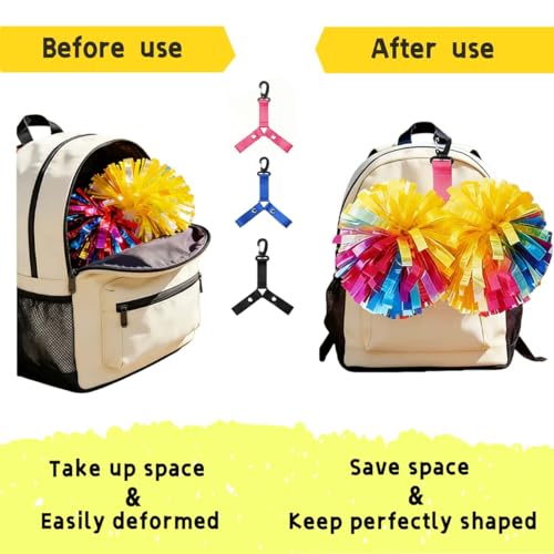 Pom Pom Holder Hanger for Cheer Backpack - Black, 2Pcs