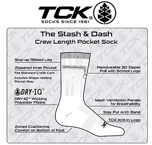 Performance Crew Socks with Zip Pocket - Medium / Black