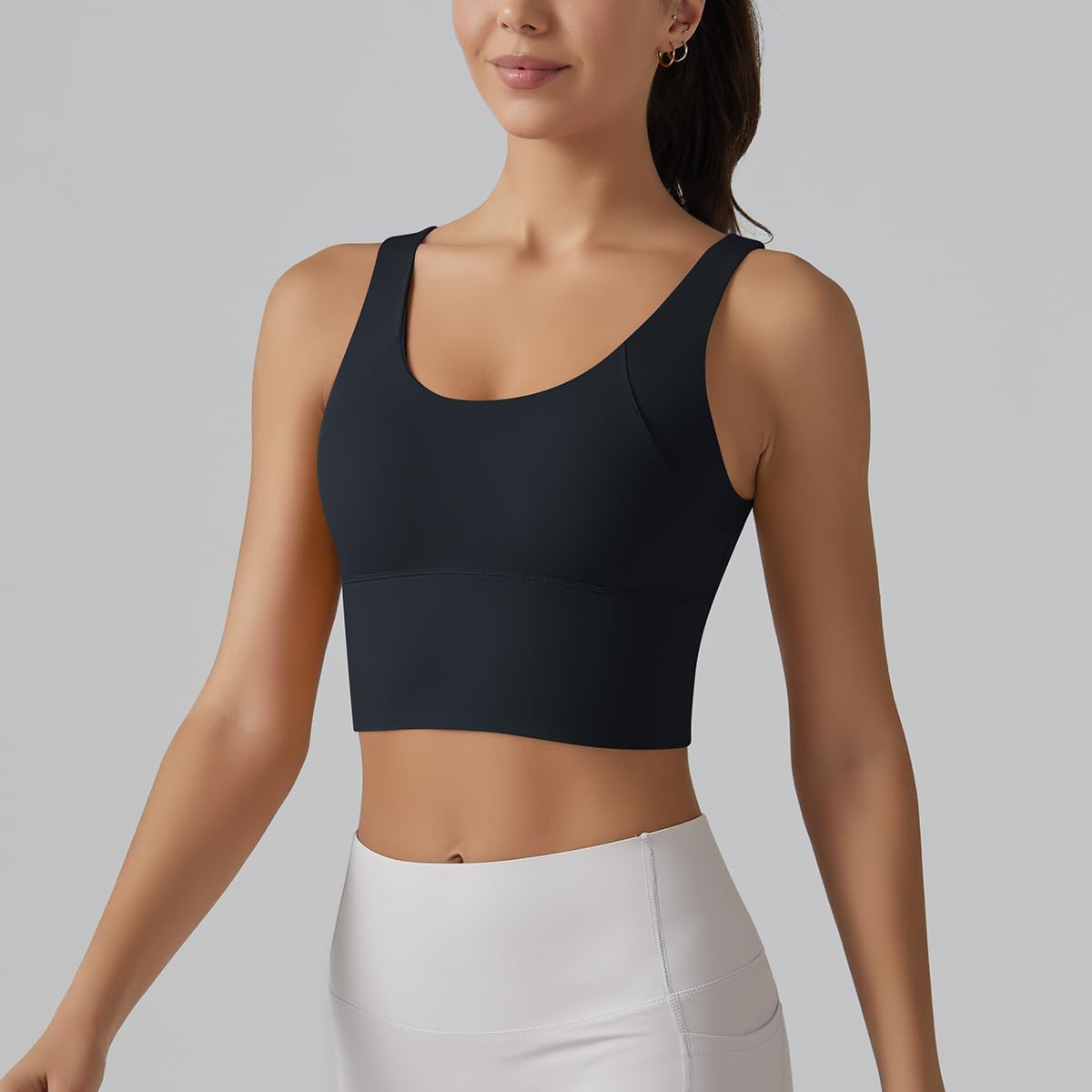 ABOCIW Longline Sports Bra - Women's V Back Wireless Padded Yoga Top for Medium Support | Ideal for Workouts