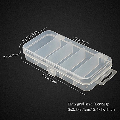 Small Clear Fishing Tackle Box - 2PCS 5 Compartment Storage Case