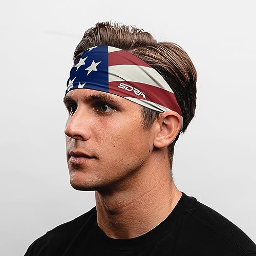 USA Tapered Flag Headband - Non-Slip Sweatband for Sports