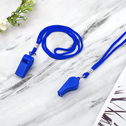 2-Pack Blue Sports Whistles with Lanyard - Loud ABS Plastic