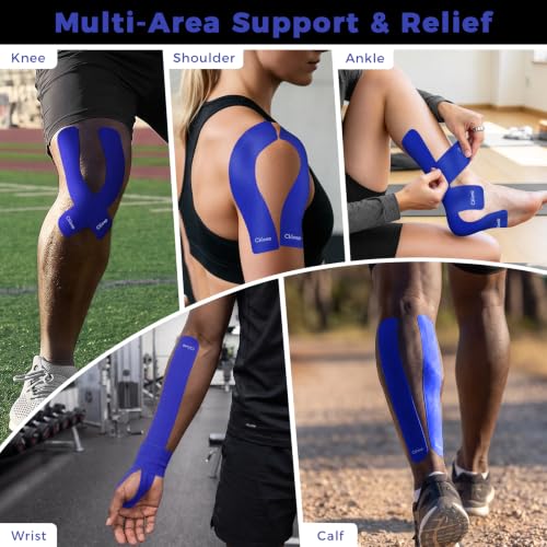 CKeep Uncut Blue Kinesiology Tape 2 Rolls - Premium Elastic Athletic Tape