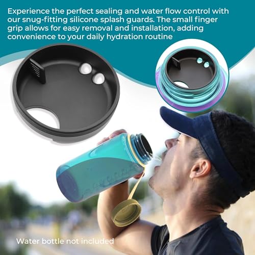 53mm Wide Mouth Silicone Water Bottle Splash Guards - Obsidian Black, 2 Pack