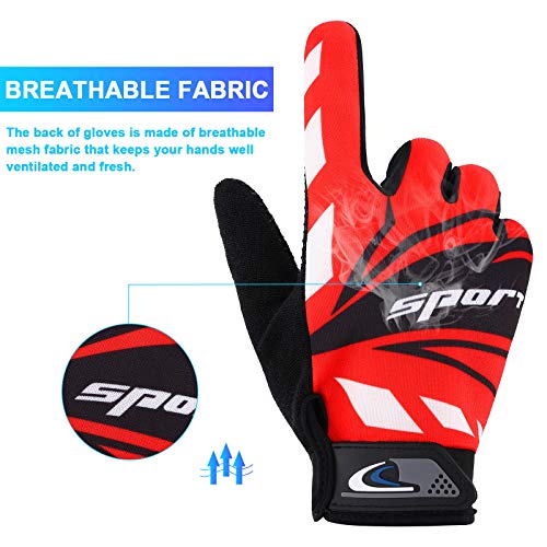 Touch Screen Cycling Gloves for Kids - Breathable Red