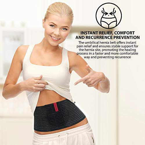 ORTONYX Umbilical Hernia Belt for Men & Women, Abdominal Support, L/XXL (33-52") Black